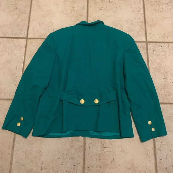 Vintage 80s KLASS Pure New Wool Teal Blazer 12 - Picture 2 of 10
